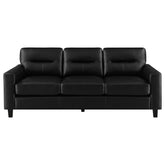 Scotland Faux Leather Upholstered Track Arm Sofa Black